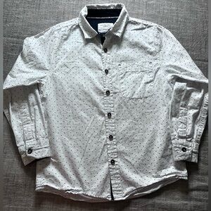 Stylish White Button-Down Shirt with Colored Triangle Dots